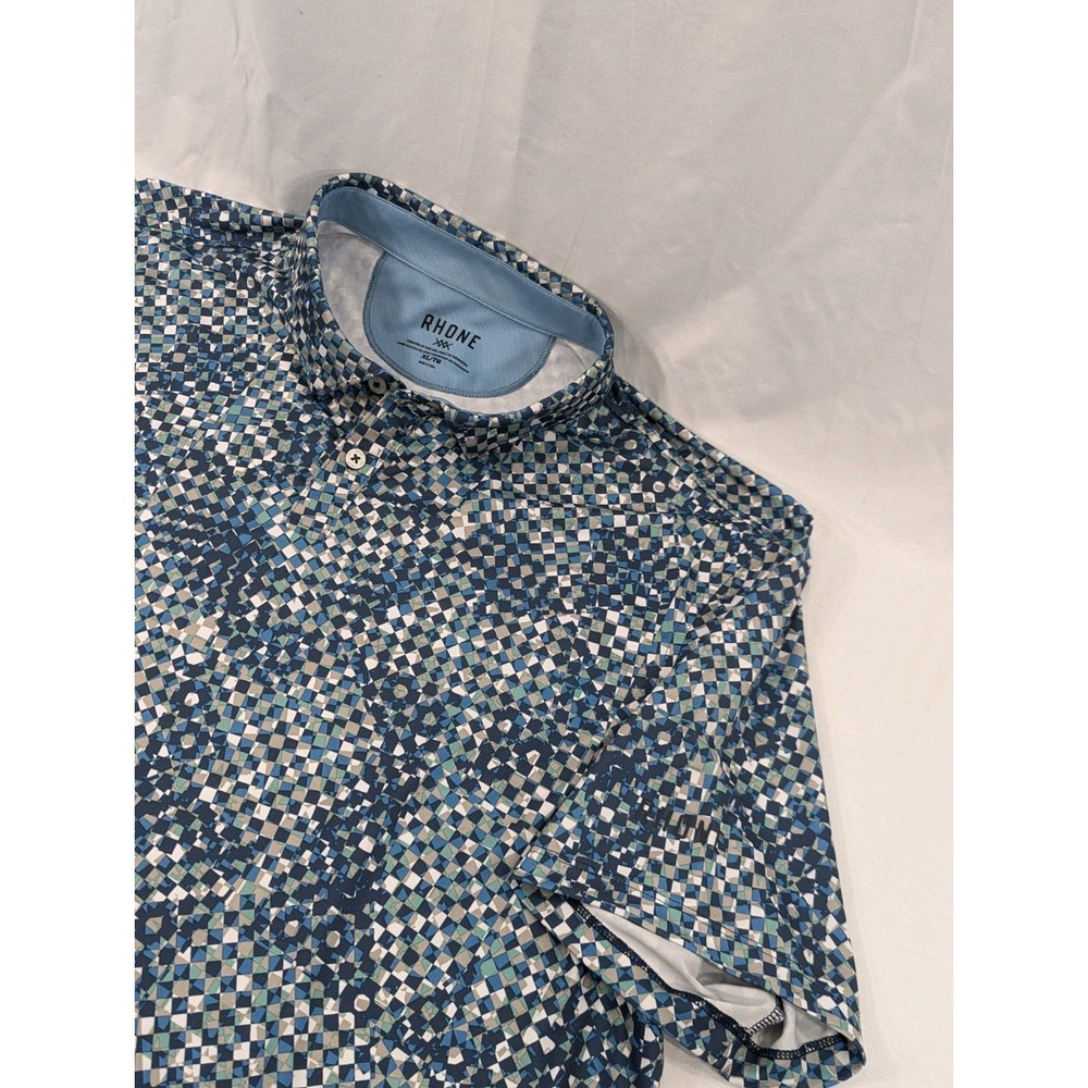 Rhone‎ Polo Shirt Mens XL Abstract Print Short Sleeve Active Casual Preppy Adult